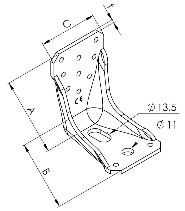 technical drawing angel connector KR