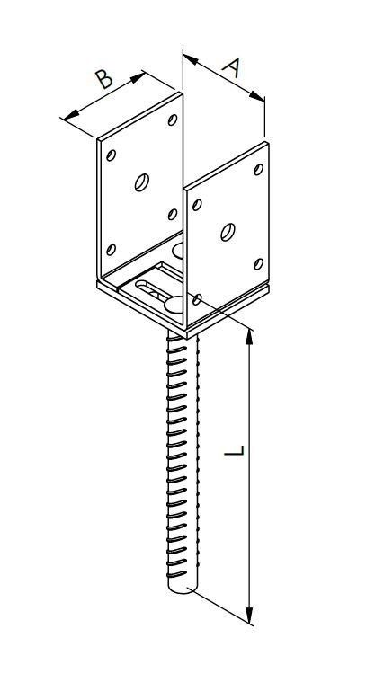 technical drawing post holder type U with corrugated roll side adjustable
