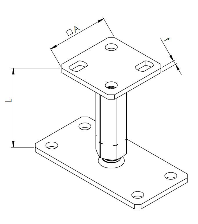 technical drawing post holder type P galvanized