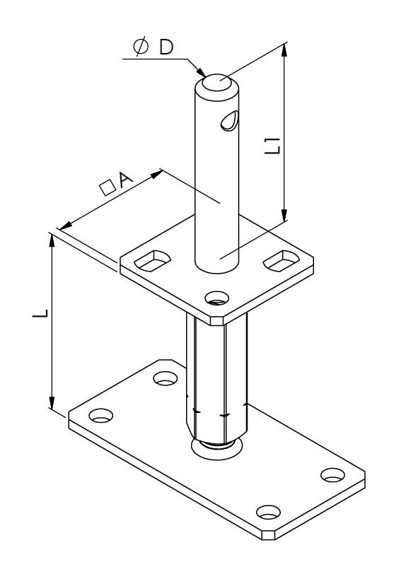 technical drawing post holder type I galvanized