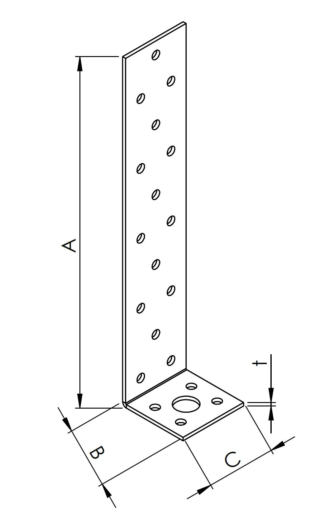technical drawing concrete flat steel anchor