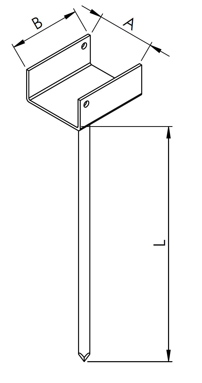 technische Zeichnung Firstlattenhalter mit Nagel