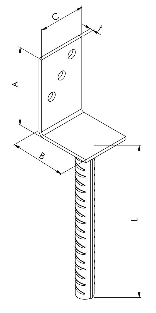 technical drawing post holder type L