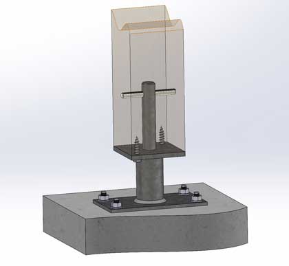 Application example post holder type I dowel-mounted